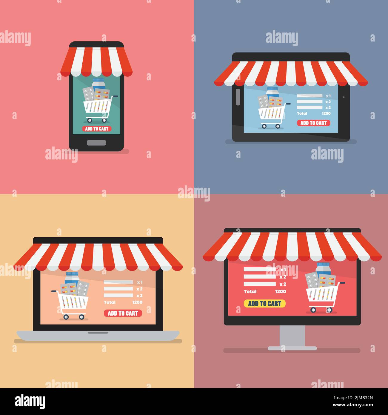 Online shopping medicine concept. Vector illustration Stock Vector