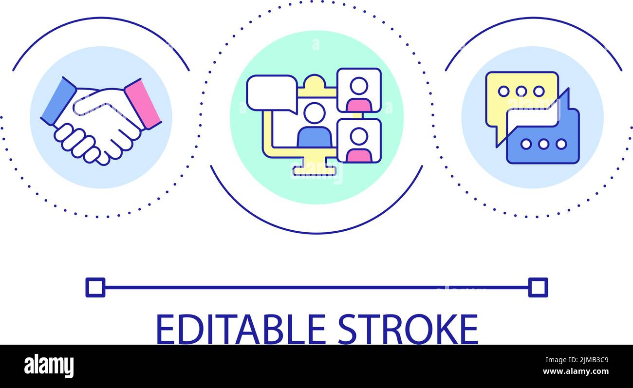 Communication with business partners loop concept icon Stock Vector