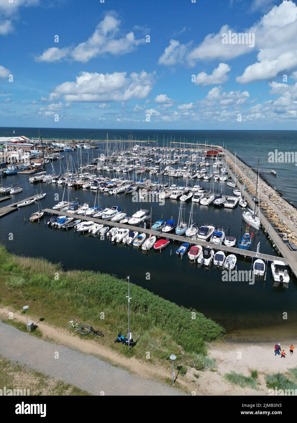 An aerial view of yachts docked at harbor Stock Photo - Alamy