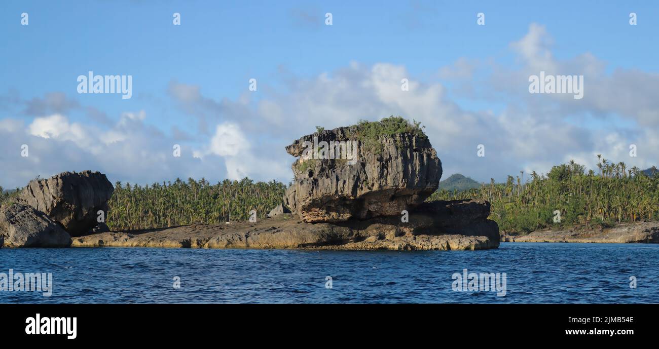 A beautiful blue seascape with huge rocks in the Philippines Stock ...
