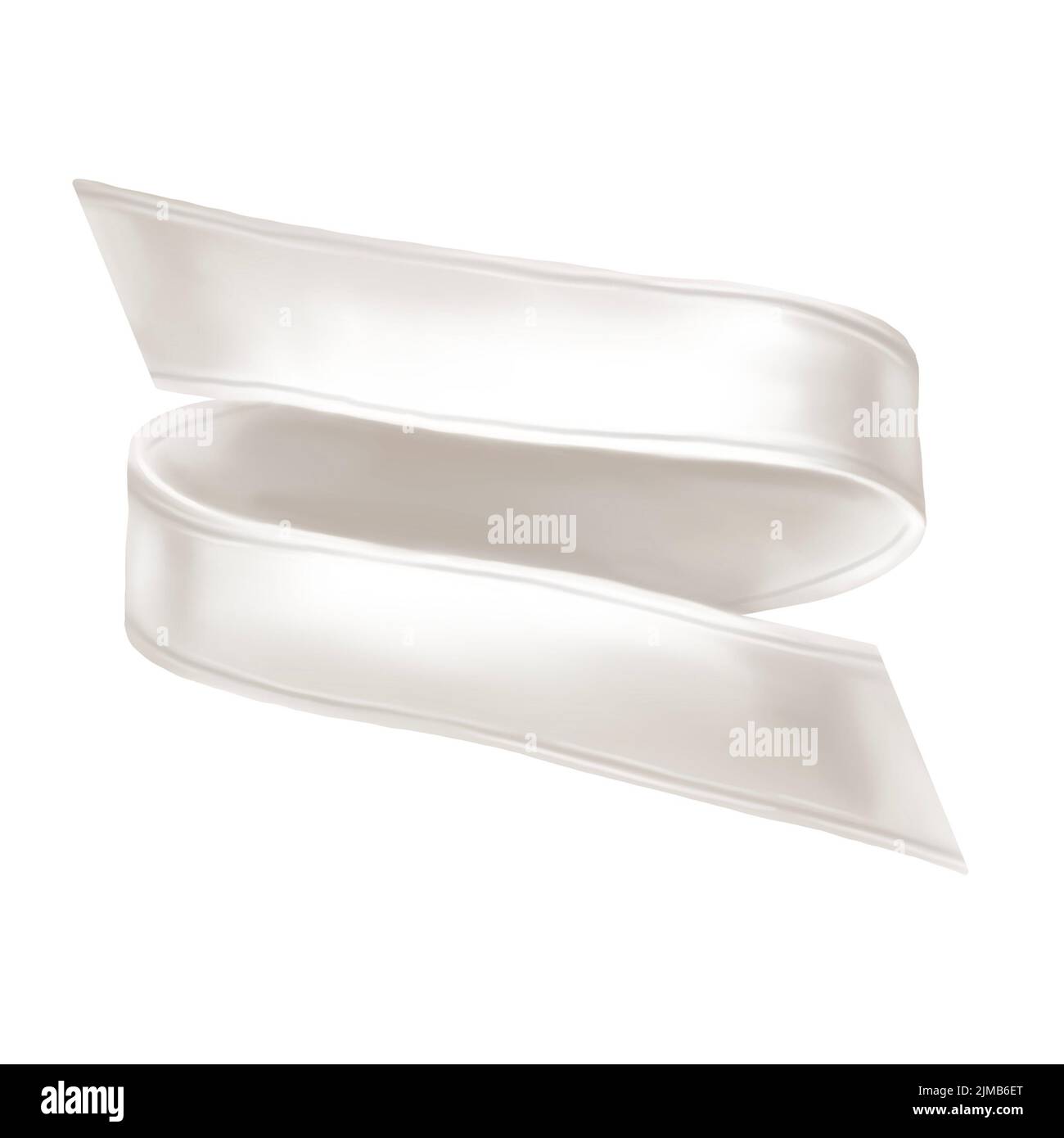 Watercolor white ribbon. Realistic ribbon banner illustration Stock ...