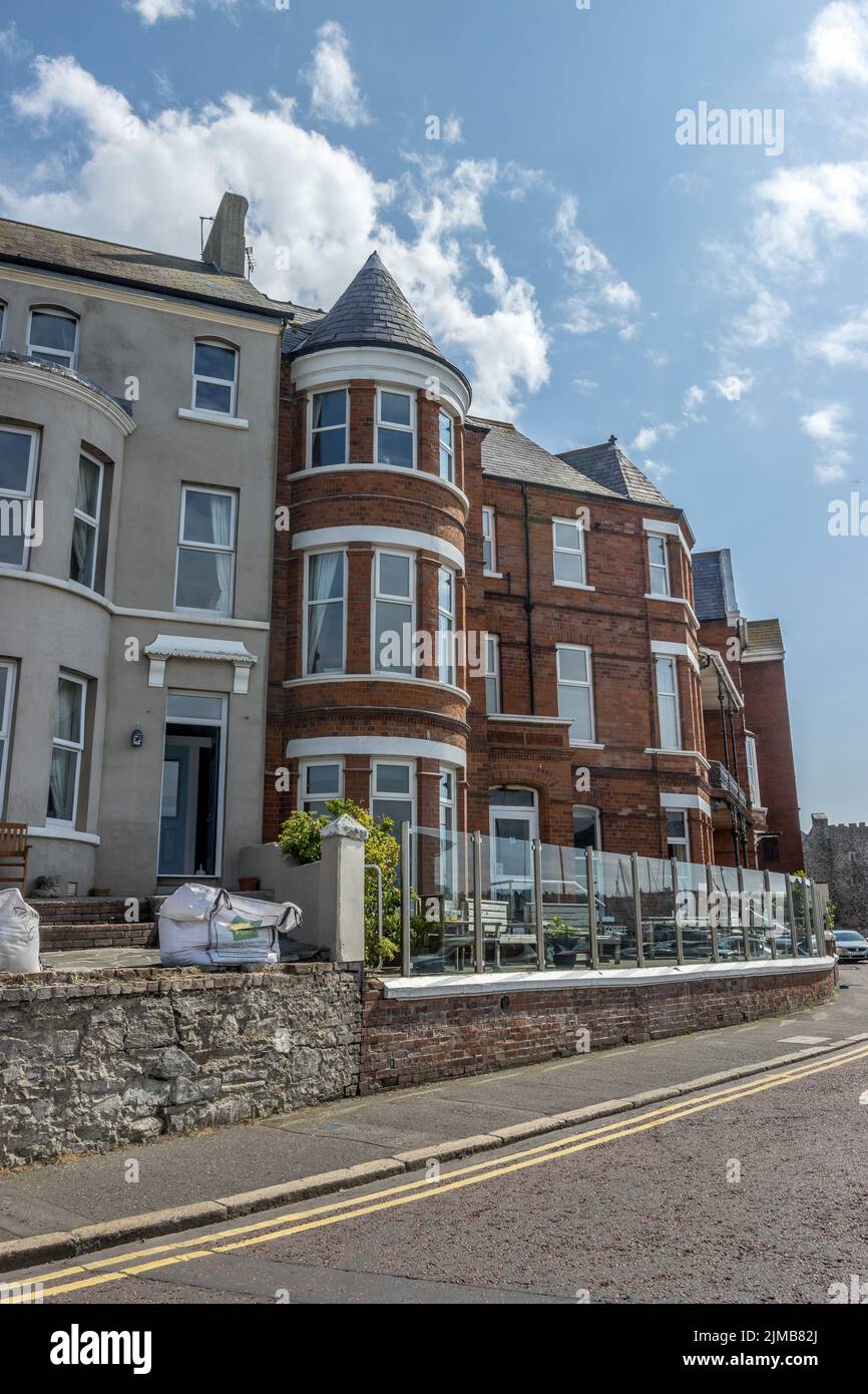 A vertical shot fo the beautiful architecture of the buildings in Bangor, Wales, UK Stock Photo