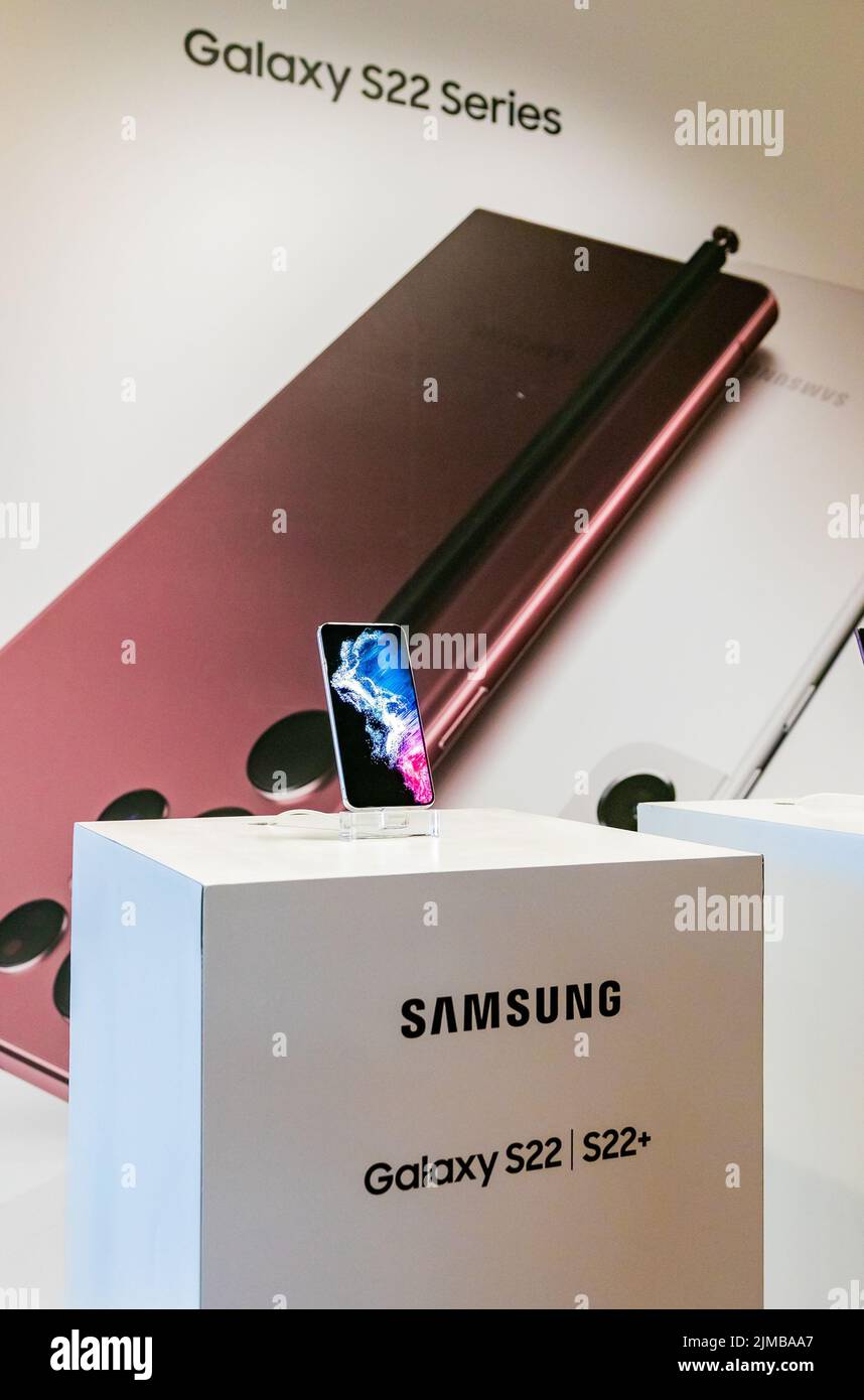 The Samsung smart phones on display in Cape Town, South Africa Stock