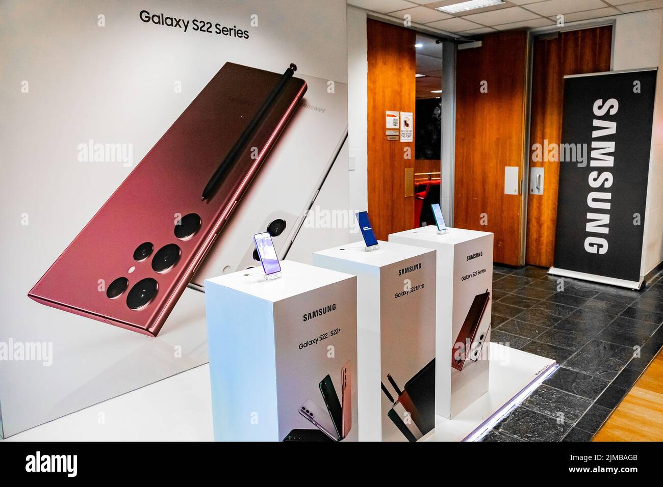 The Samsung smart phones on display in Cape Town, South Africa Stock