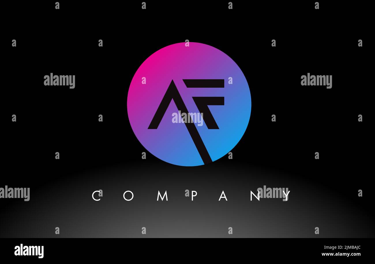 AF Letter Logo Design Icon with Purple Neon Blue Colors and Circular ...