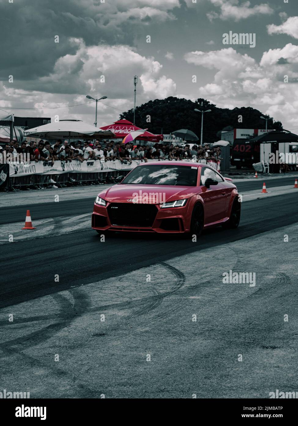 A selective of a Red Audi TTRS at race Stock Photo