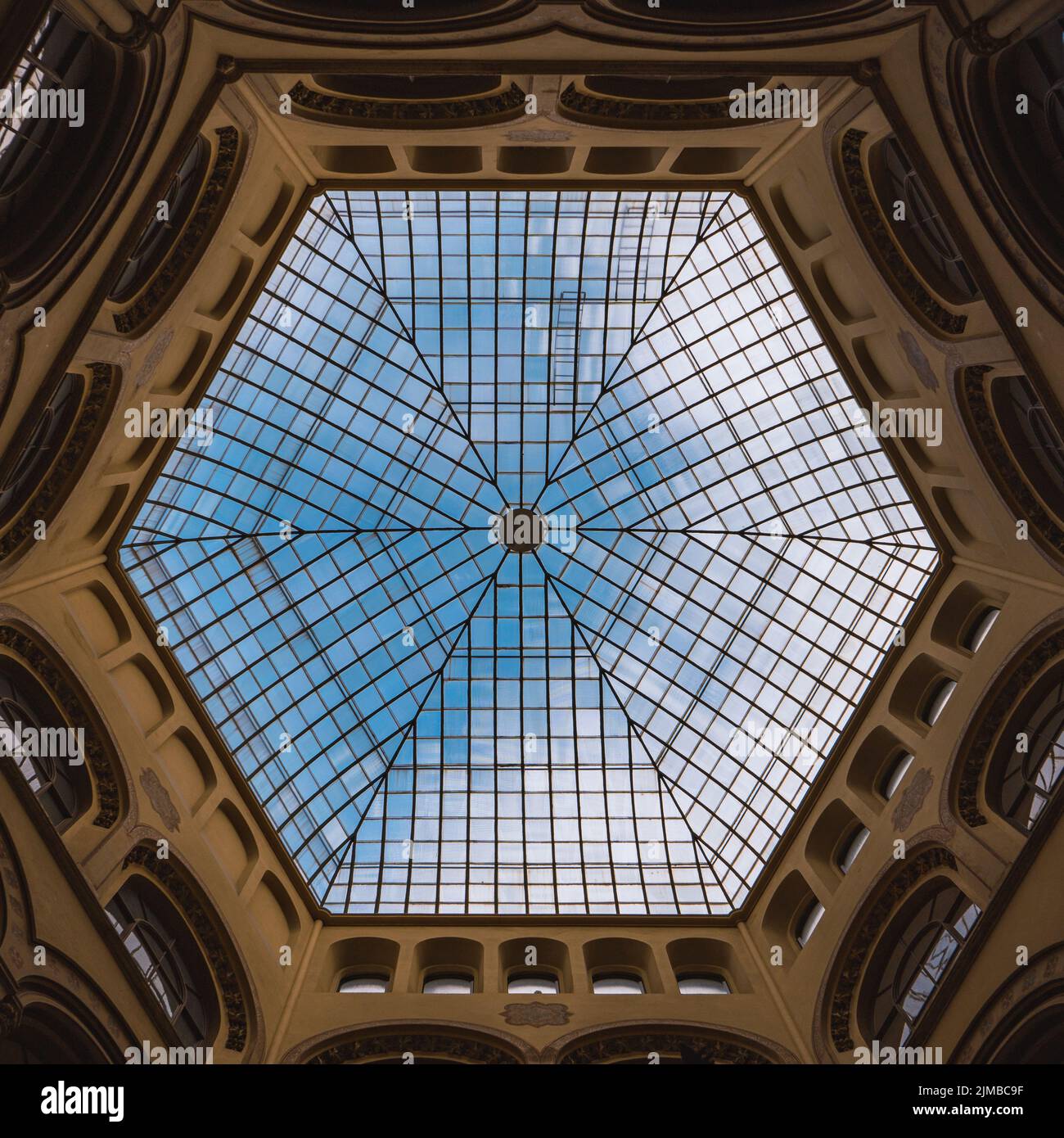 A low angle of a cieling of an old architecture in Vienna, Austria Stock Photo