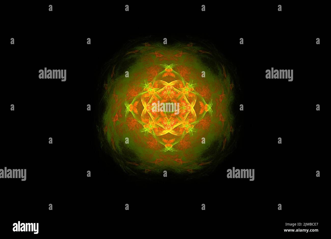 Abstract fractal golden green symmetric figure Stock Photo