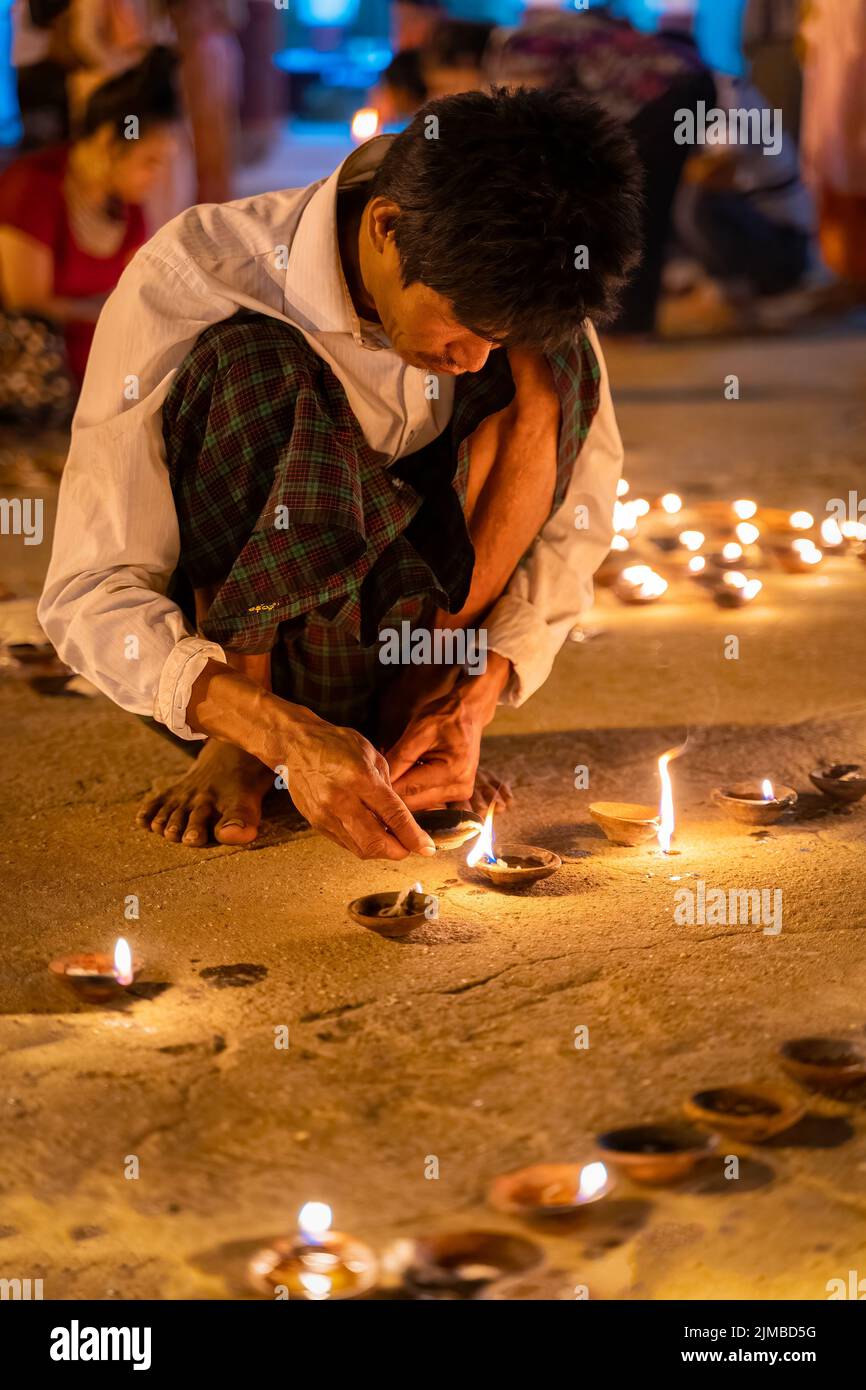 A candlelight festival at the Shwezigon Pagoda in Bagan, Myanmar (Burma