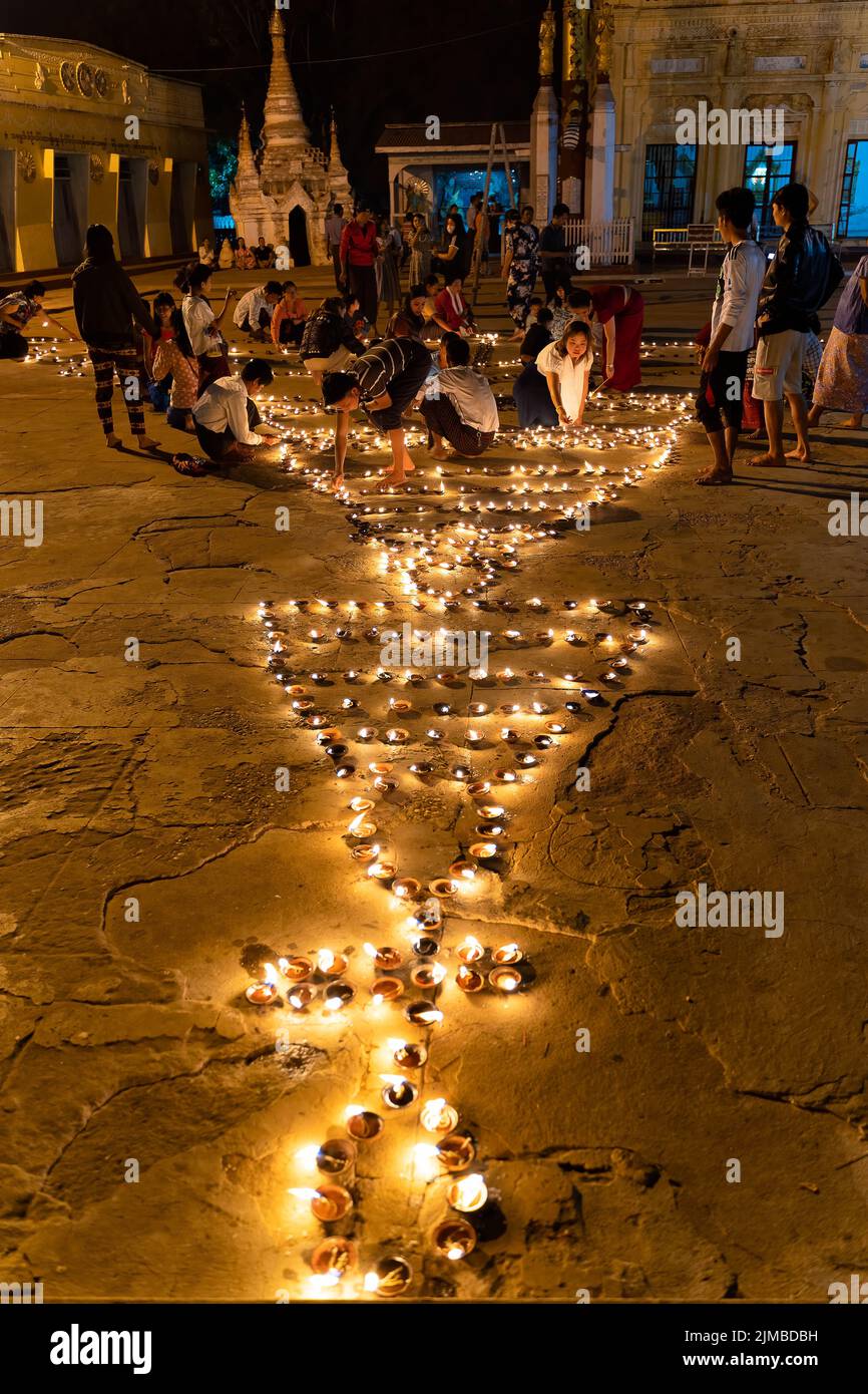 A candlelight festival at the Shwezigon Pagoda in Bagan, Myanmar (Burma