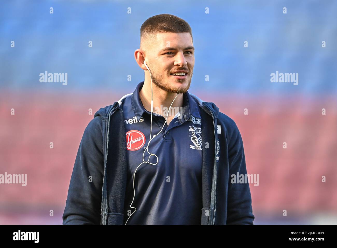 Danny Walker #16 of Warrington Wolves arrives at the DW Stadium, Home of Wigan Warriors in, on 8/5/2022. (Photo by Craig Thomas/News Images/Sipa USA) Credit: Sipa USA/Alamy Live News Stock Photo