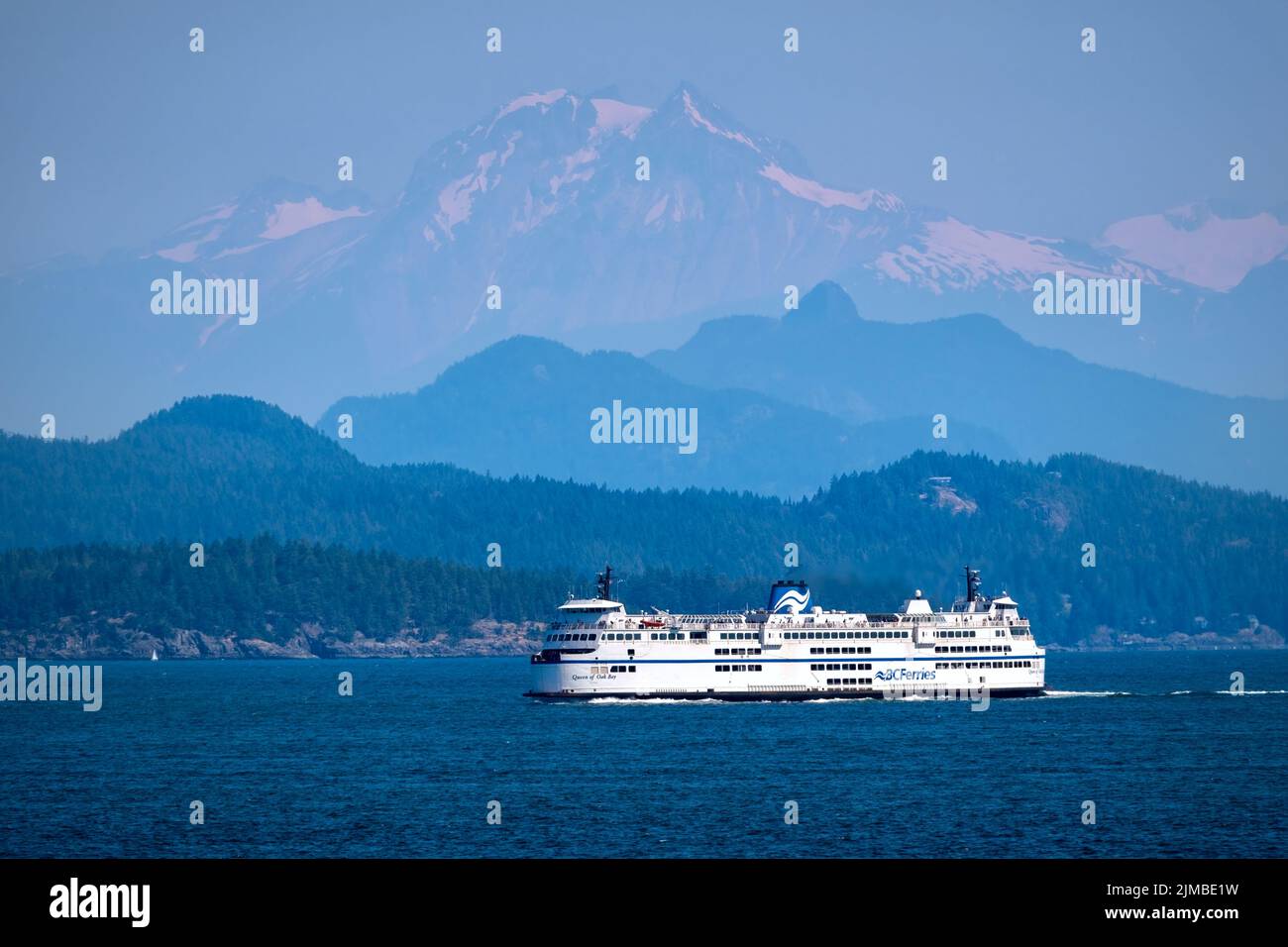 A ferry heading to Horseshoe Bay in Nanaimo, BC Canada Stock Photo