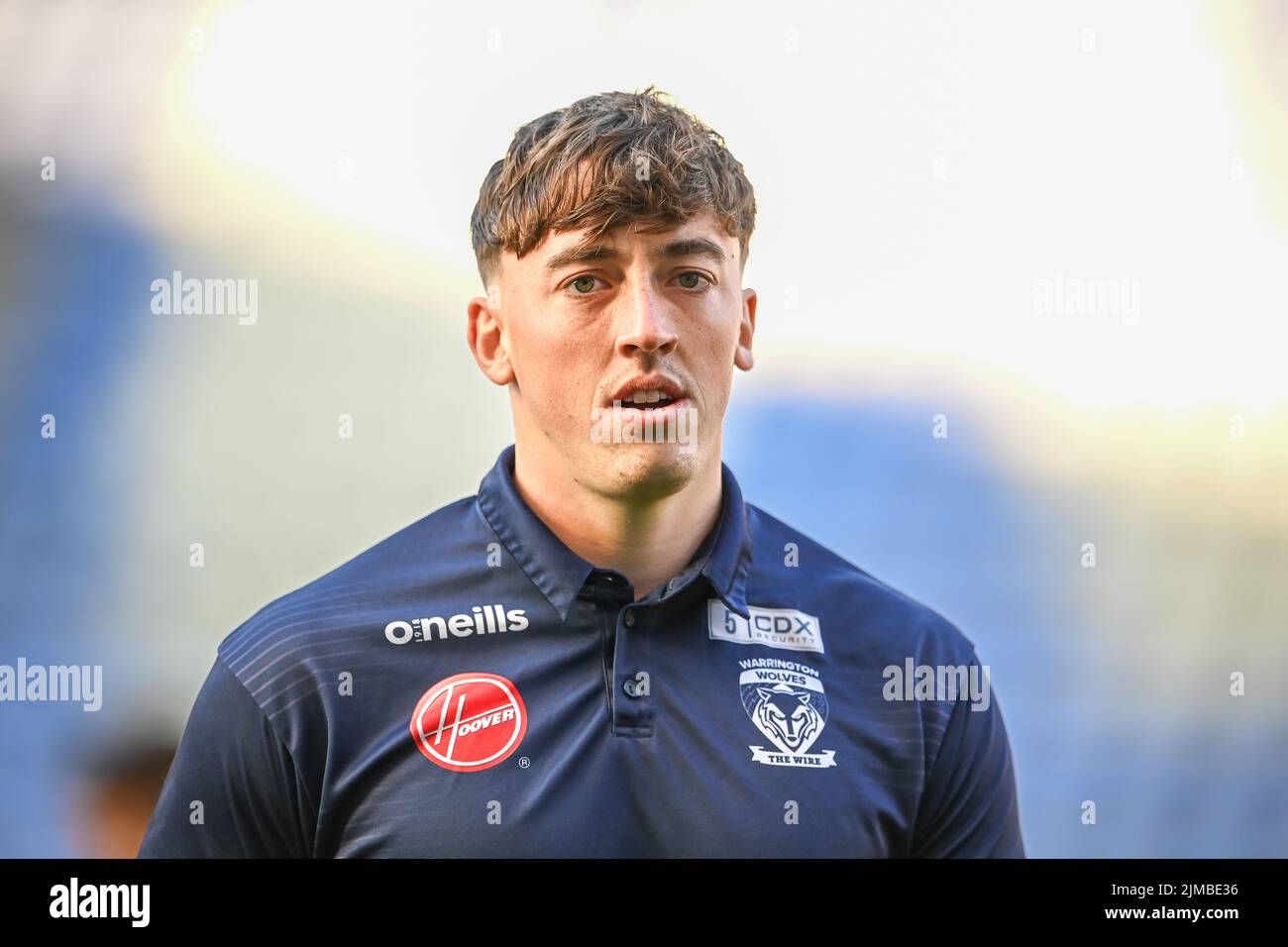 Matty Ashton #5 of Warrington Wolves arrives at the DW Stadium, Home of Wigan Warriors in, on 8/5/2022. (Photo by Craig Thomas/News Images/Sipa USA) Credit: Sipa USA/Alamy Live News Stock Photo
