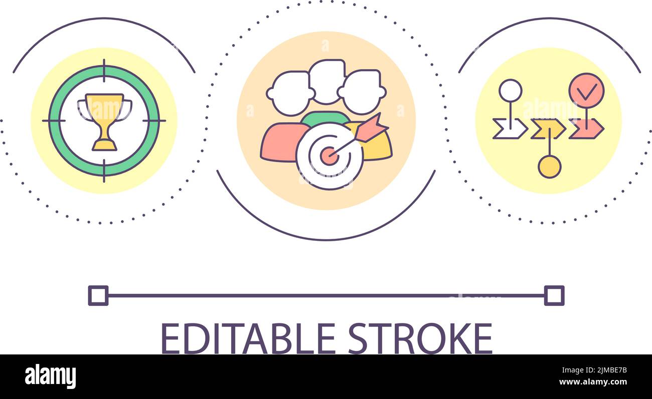 Business goals and strategy loop concept icon Stock Vector