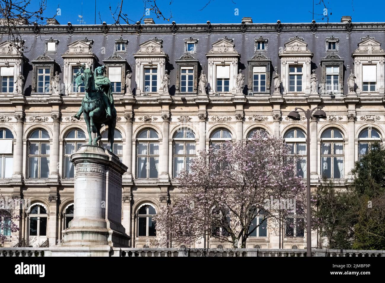 Paris, the facade of the Hotel de Ville, city hall of the french ...
