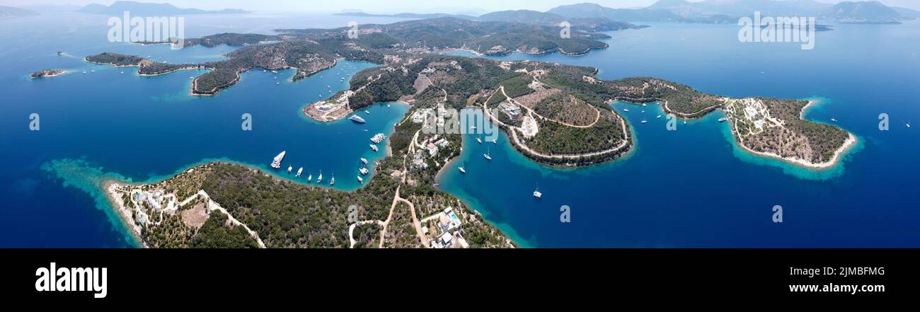 An aerial panoramic view of lush green islands Stock Photo - Alamy