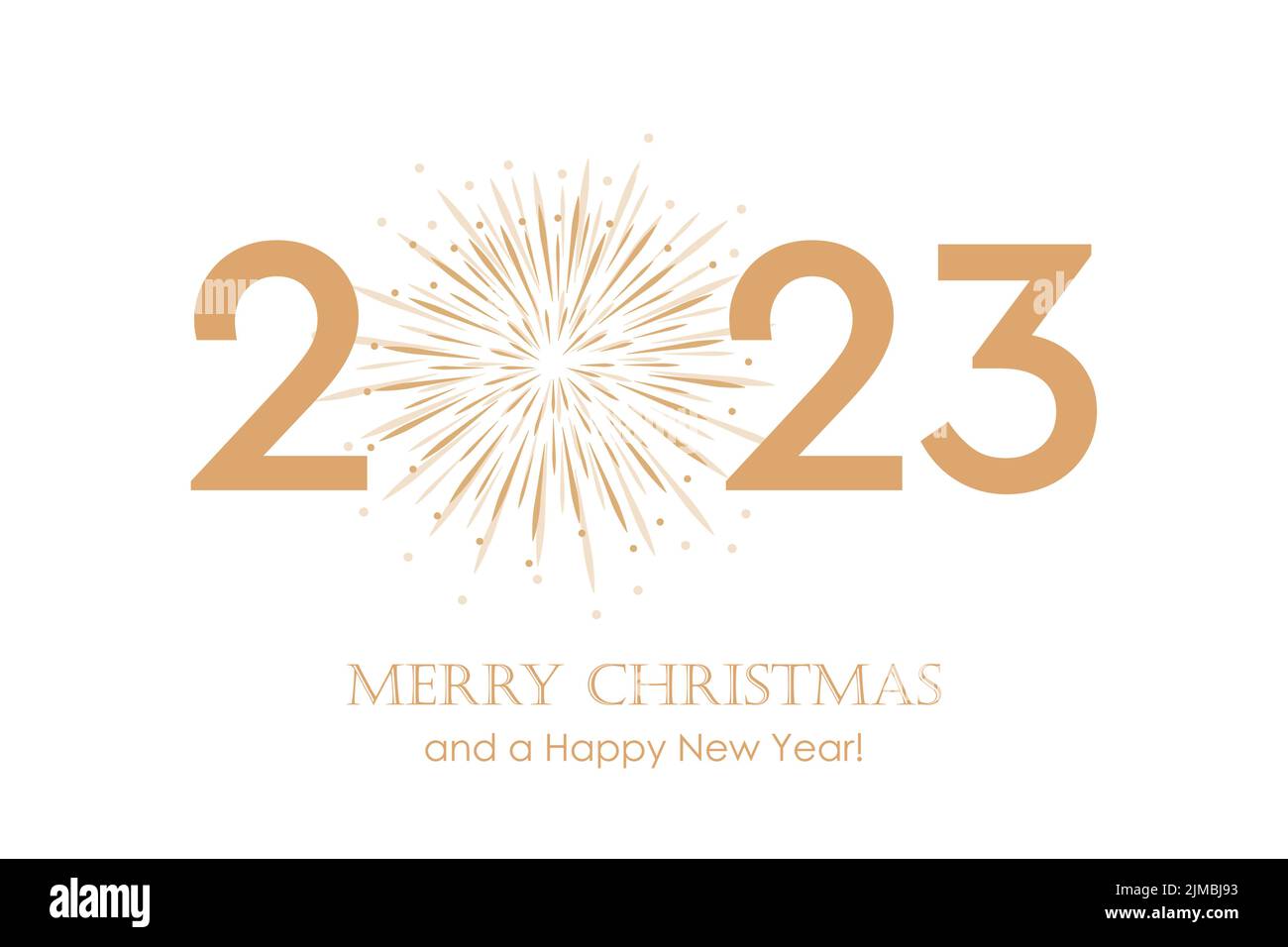 happy new year 2023 typography with fireworks on white Stock Vector