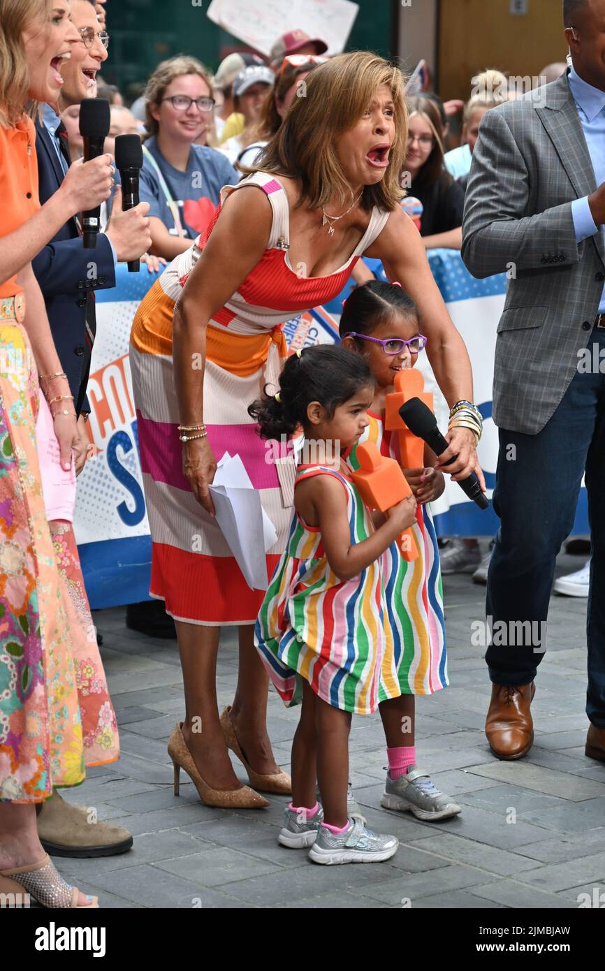 Hoda Kotb and her children on the Today Show on August 5, 2022 in New York. Stock Photo
