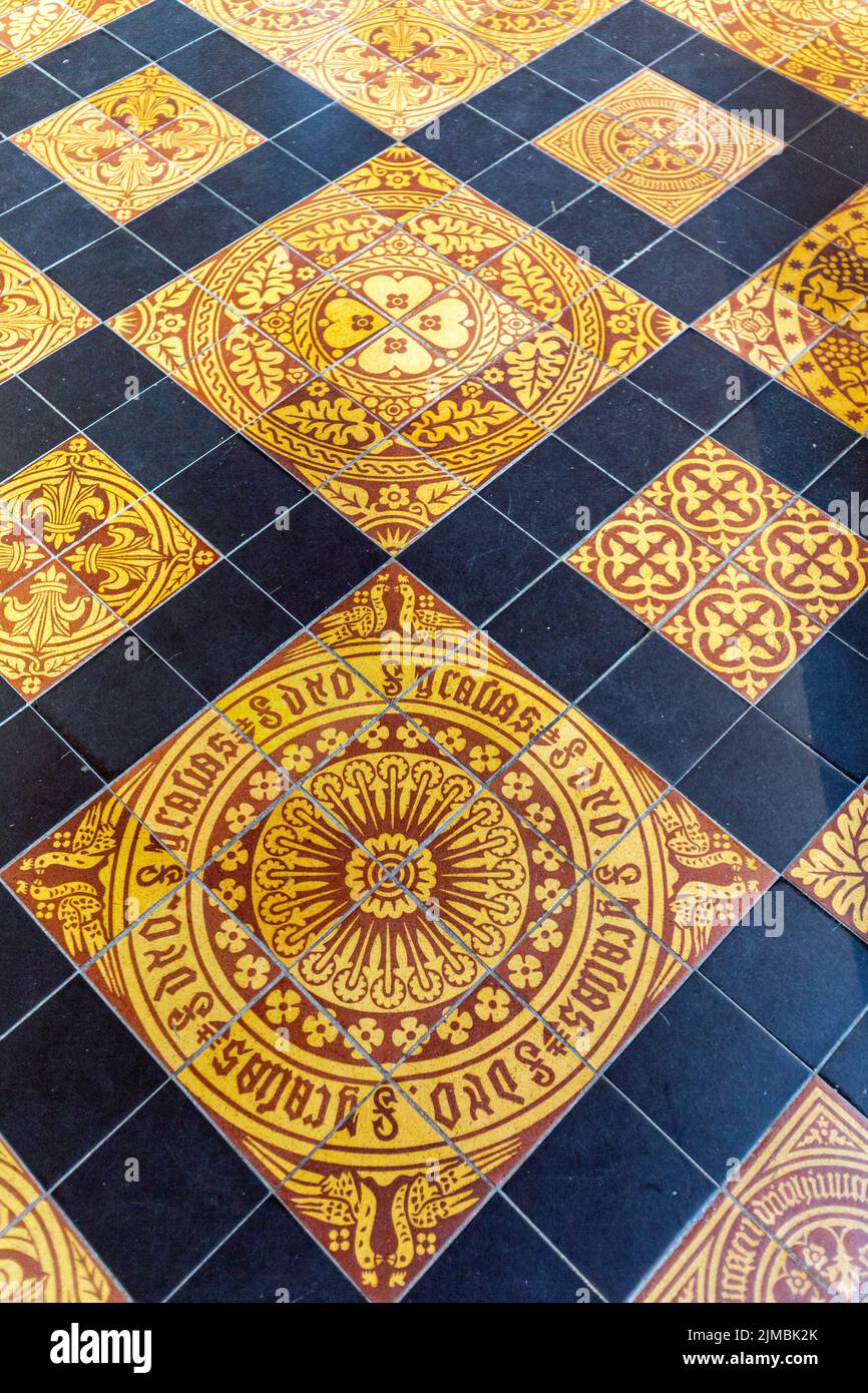 Floor tiles in St Davids Cathedral, St Davids, Pembrokeshire, Wales, UK Stock Photo