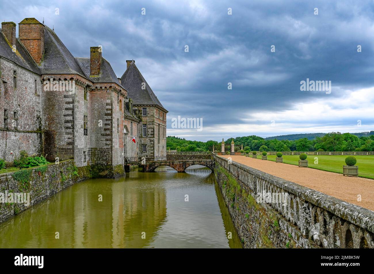 The Norman castle Château de Carrouges  served as a stronghold during the Hundred Years' War Stock Photo