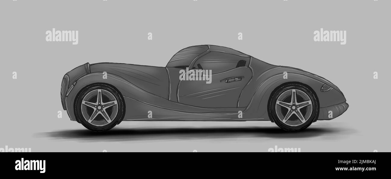 Concept car, sketch - digital painting Stock Photo