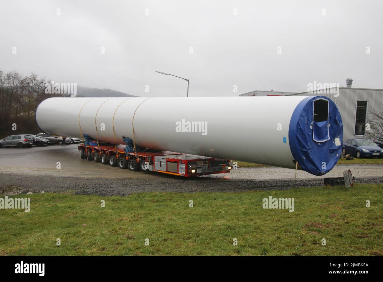 Transport of heavy parts for wind turbines Stock Photo