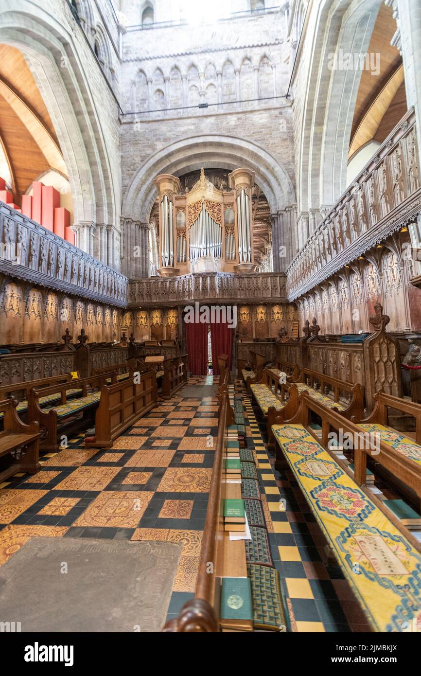 Cathedral Quire, choir, St Davids Cathedral, St Davids, Pembrokeshire, Wales, UK Stock Photo