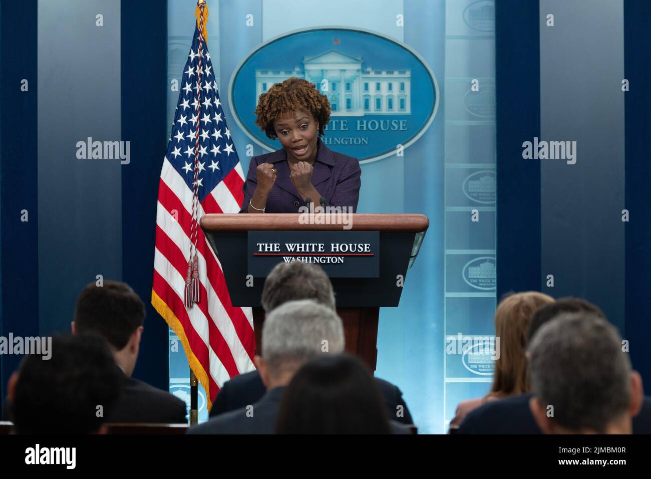 White House Press Secretary Karine JeanPierre holds a news briefing at