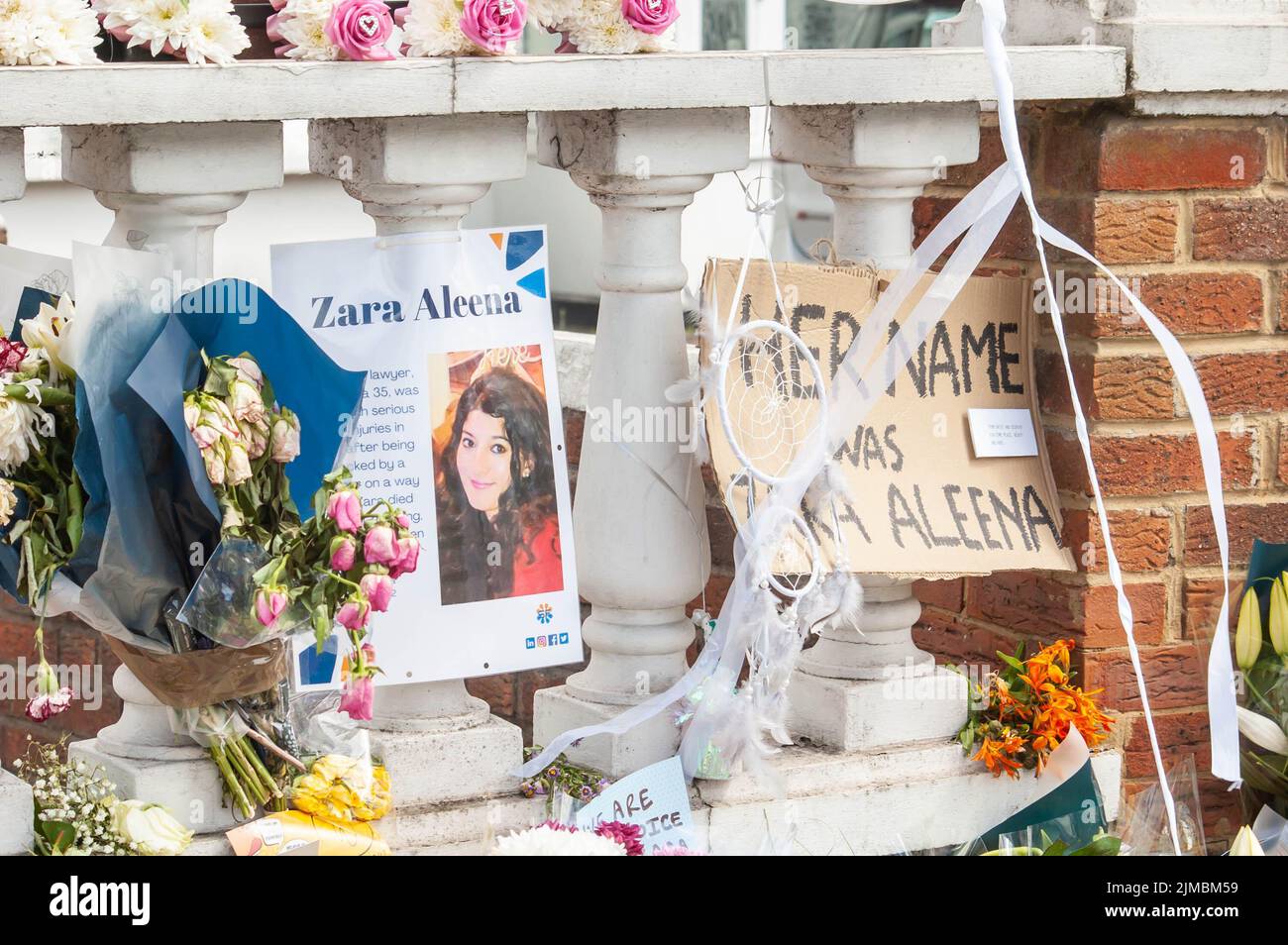 ILFORD, LONDON, ENGLAND- 2nd July 2022: Zara Aleena memorial at the ...