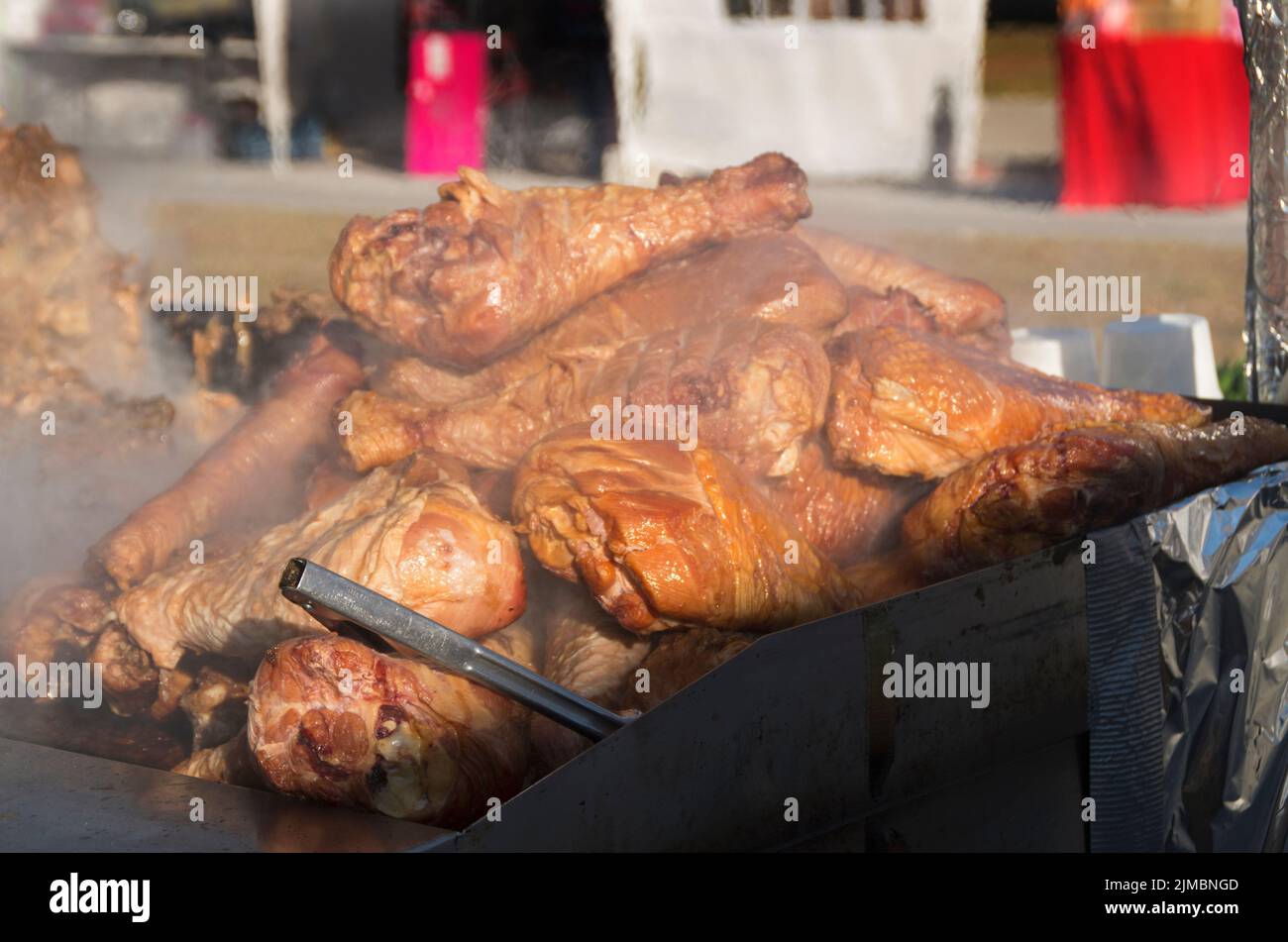 The turkey legs on the barbeque at Mumfest in New Bern, North Carolina