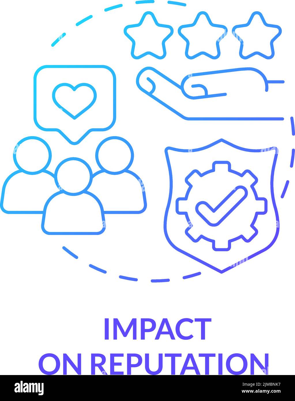 Impact on reputation blue gradient concept icon Stock Vector