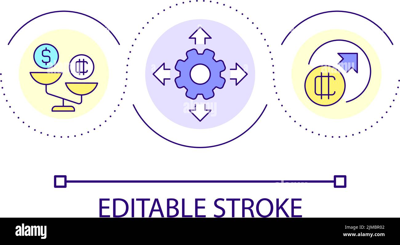Cryptocurrency benefits loop concept icon Stock Vector