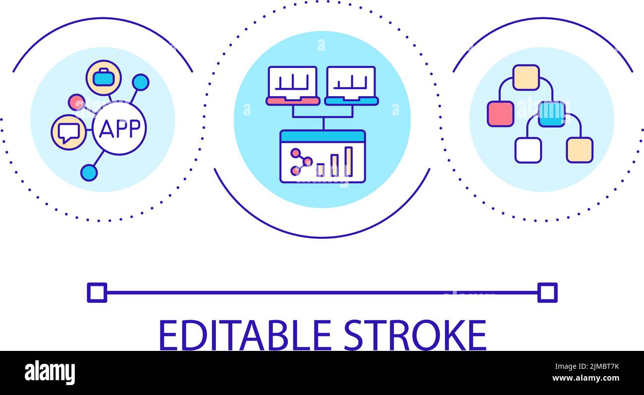 Online workplace setup loop concept icon Stock Vector