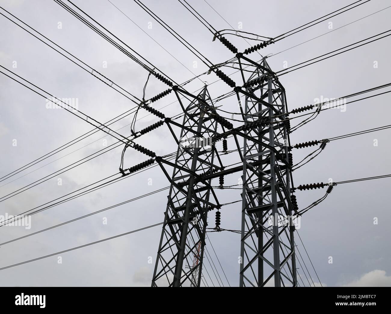 The electric pole,The electric post show with high voltage construction