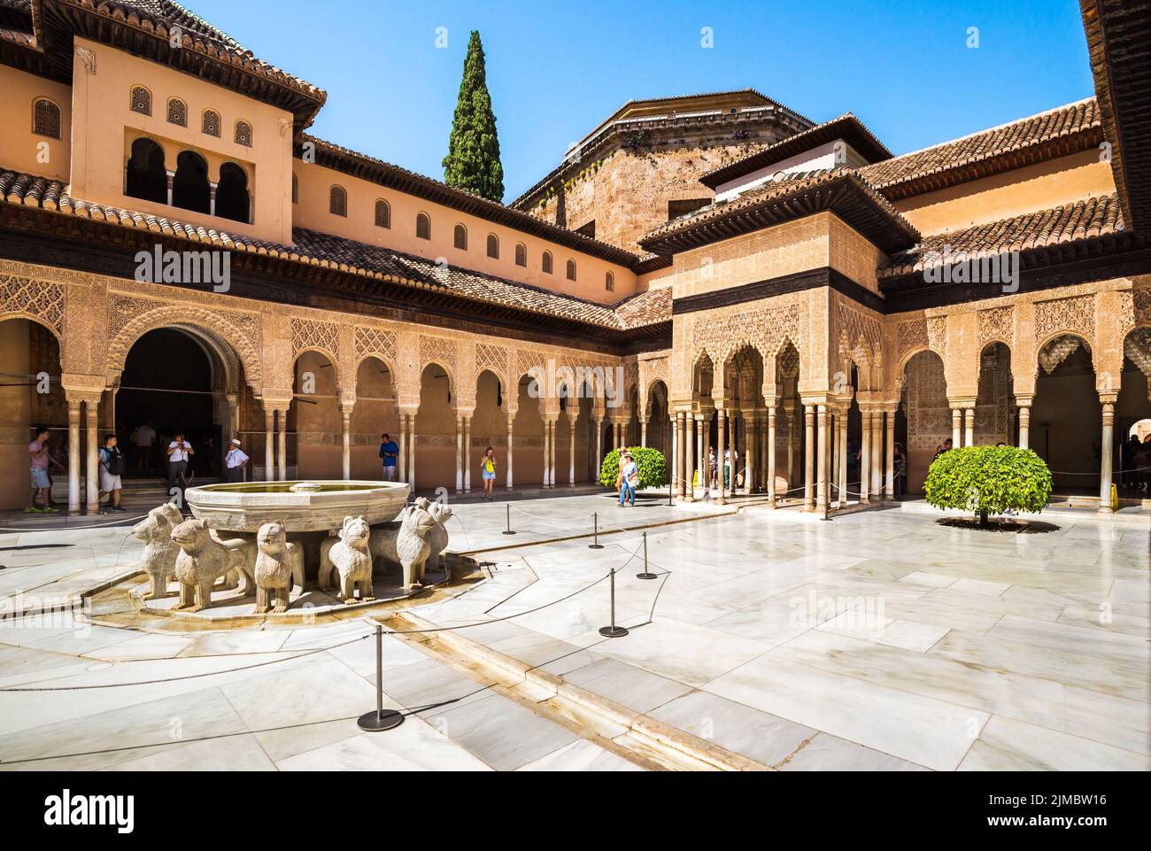 The Palace of lions in Alhambra, Granada, Spain. Stock Photo