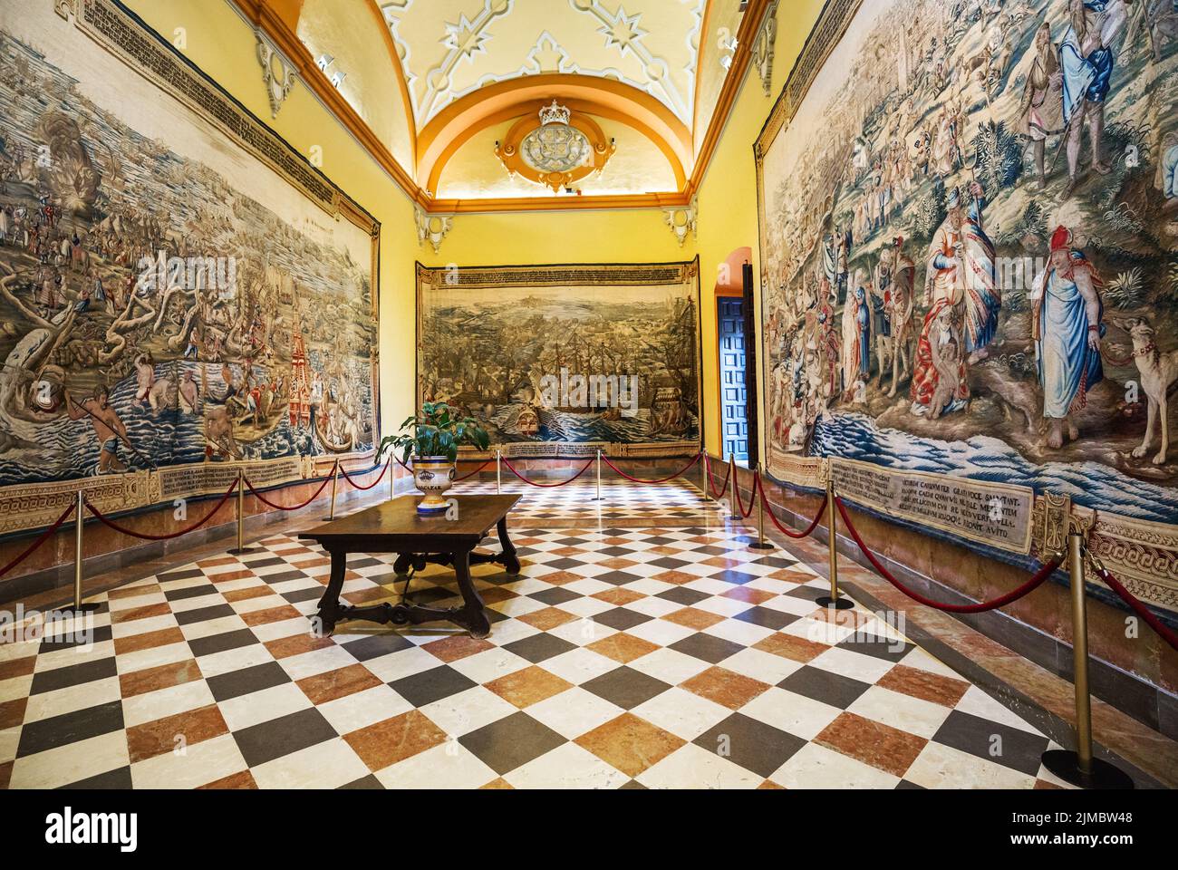 Tapestry room in the Palace of Alcazar, Seville Stock Photo