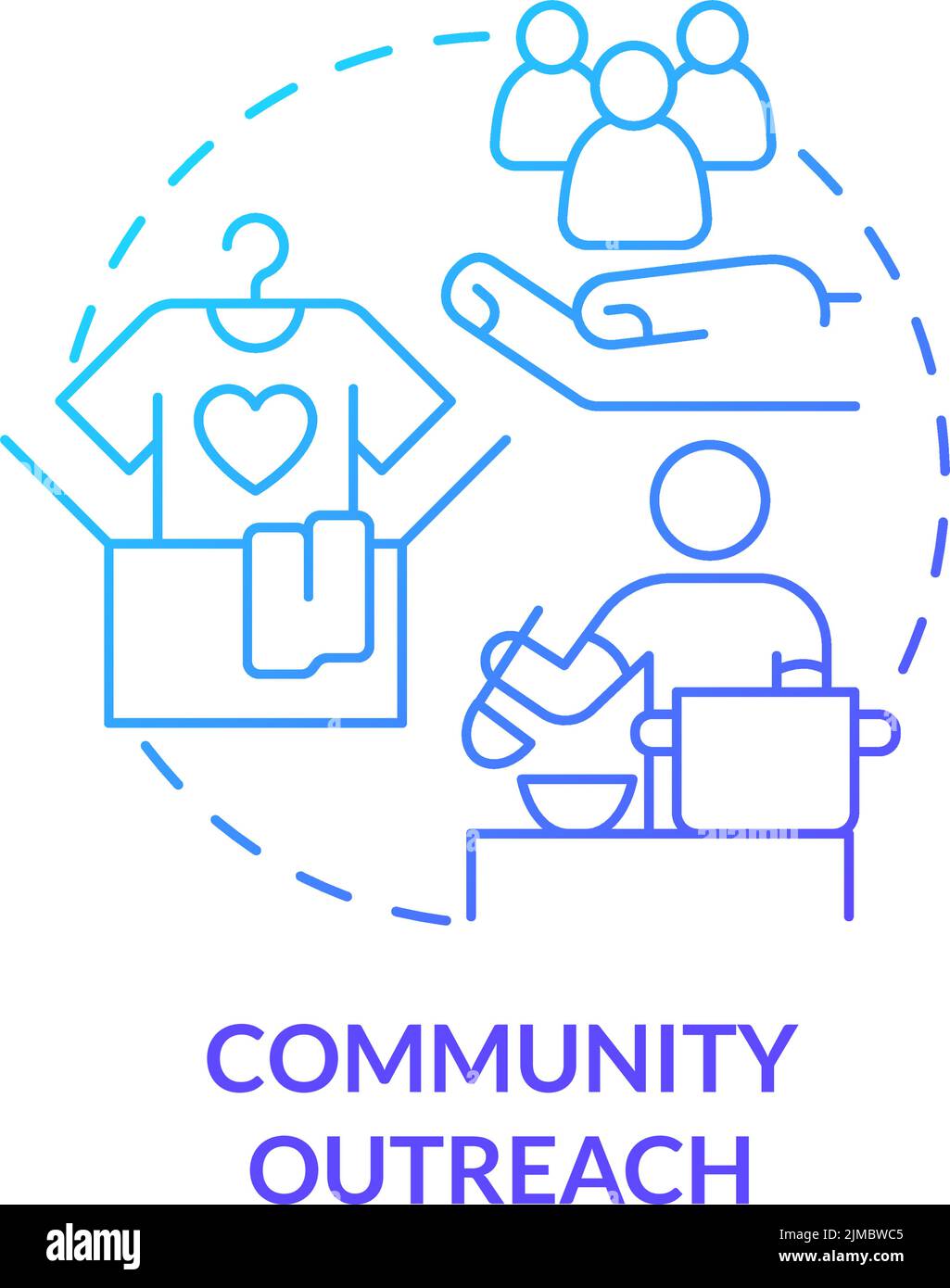 Community outreach blue gradient concept icon Stock Vector