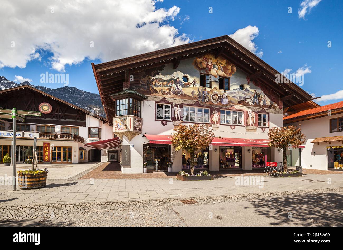 Beautiful houses in GarmischPartenkirchen in Germany Stock Photo Alamy