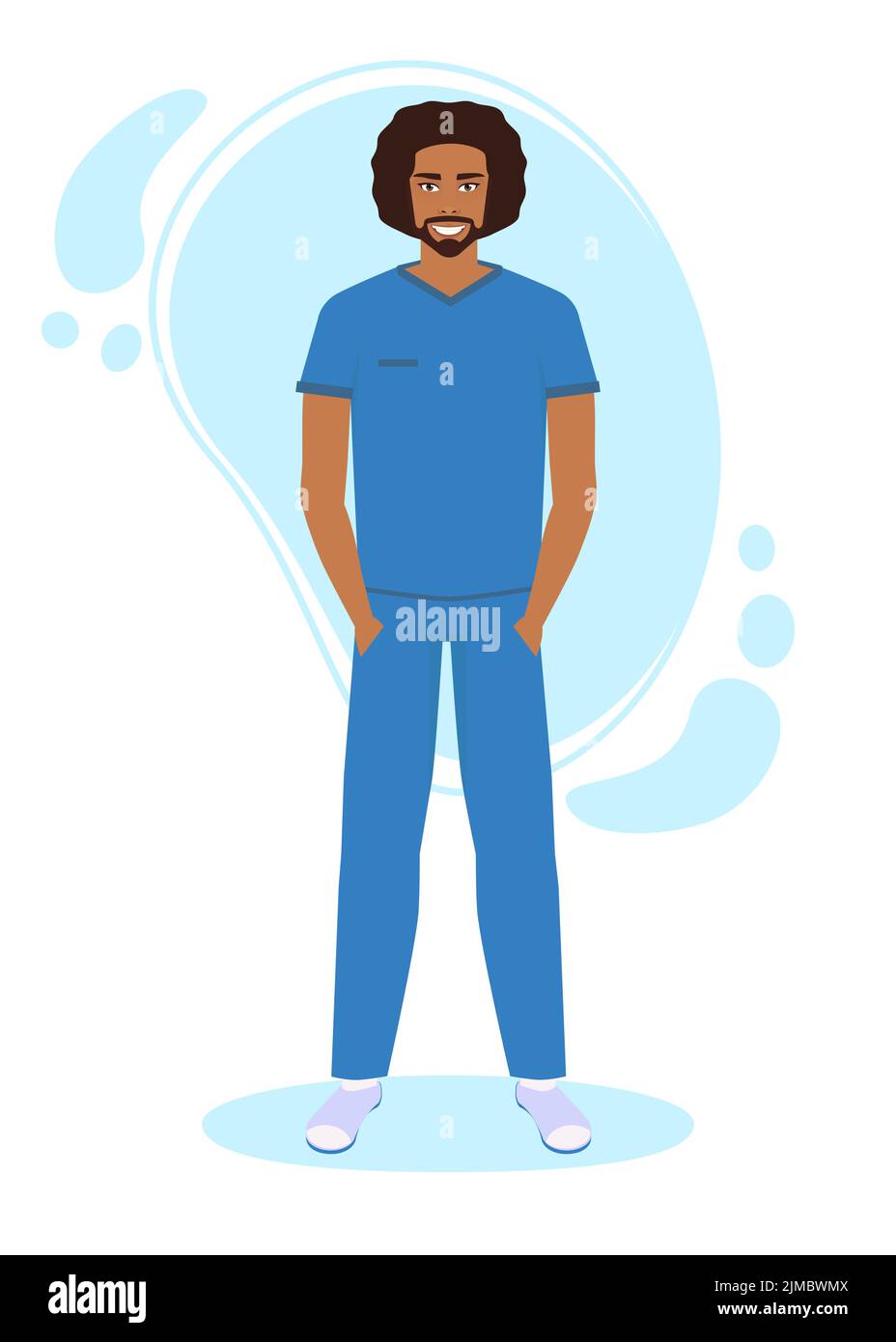 Medical Men Character in Standing Pose. Doctor or nurse cartoon character. Medical staff concept in hospital or clinic. Stock Vector
