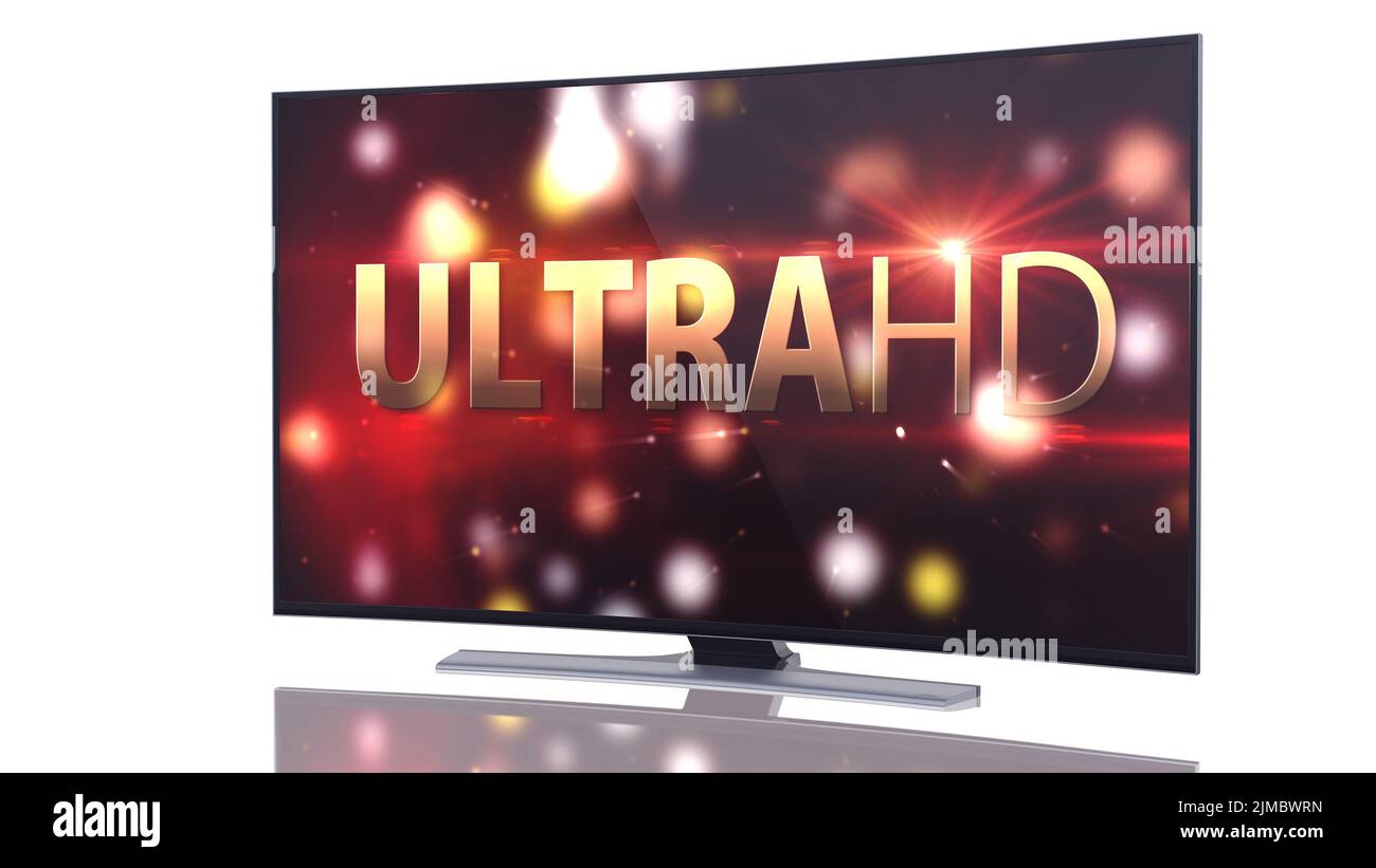 UltraHD Smart Tv with Curved screen on white Stock Photo