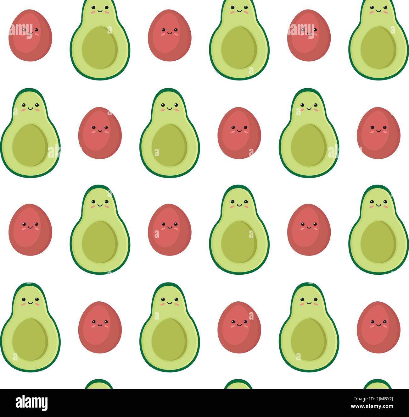 Vector seamless pattern of flat hand drawn avocado with baby seed ...
