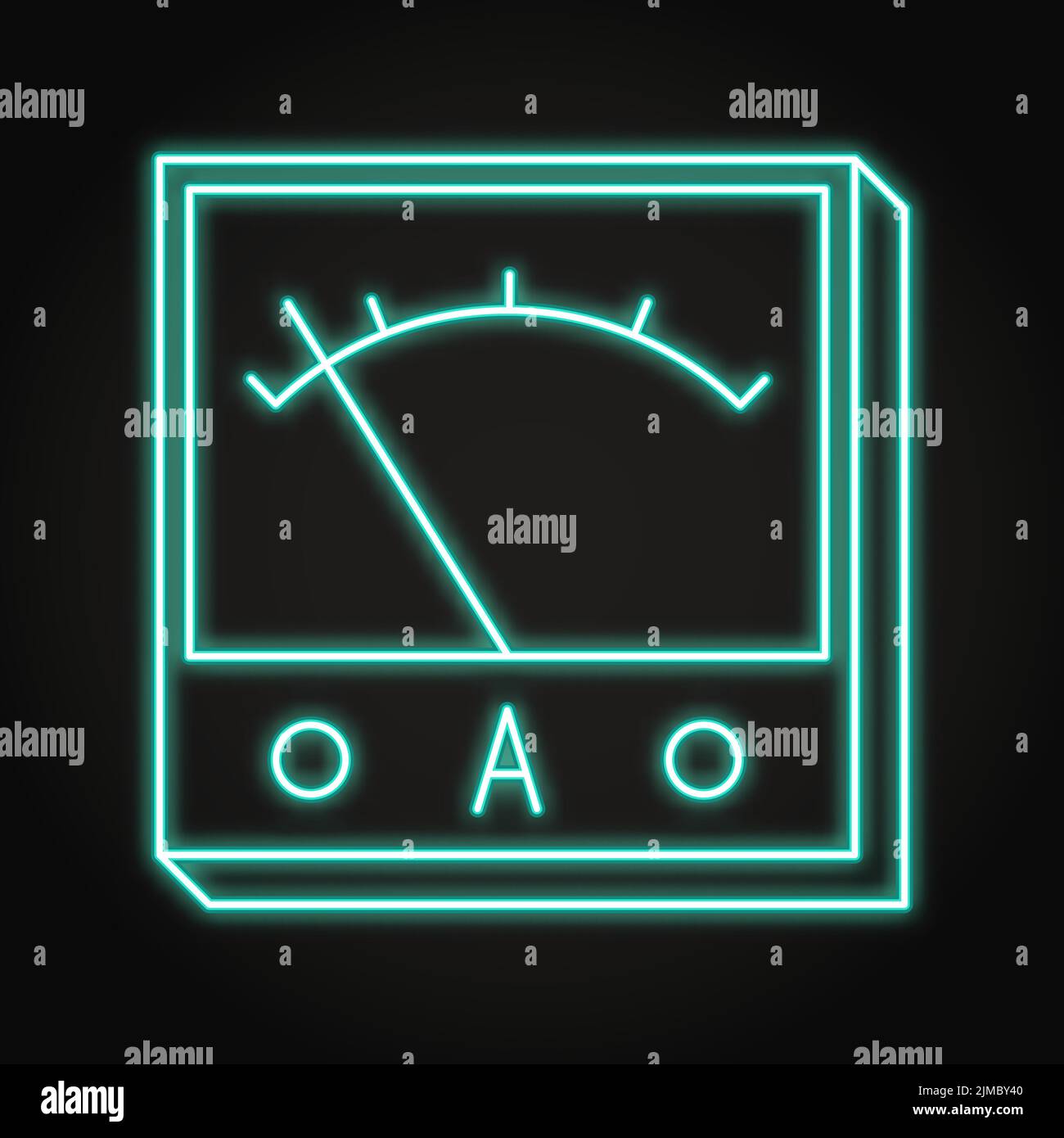 Ammeter neon icon in line style. Measuring instrument to measure