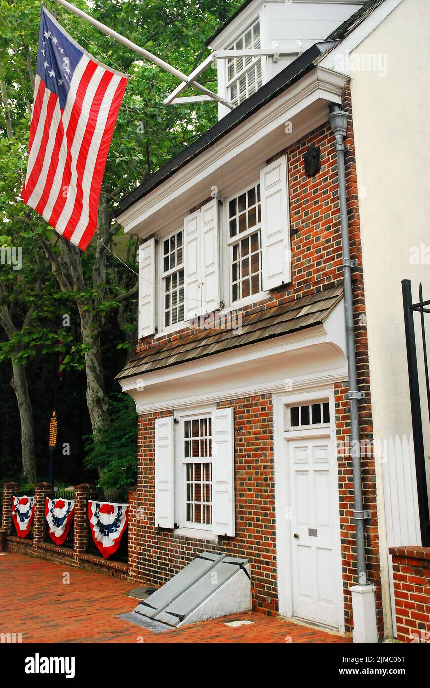 The Betsy Ross house, in Philadelphia, is said to be the place where the first American flag was sewn Stock Photo