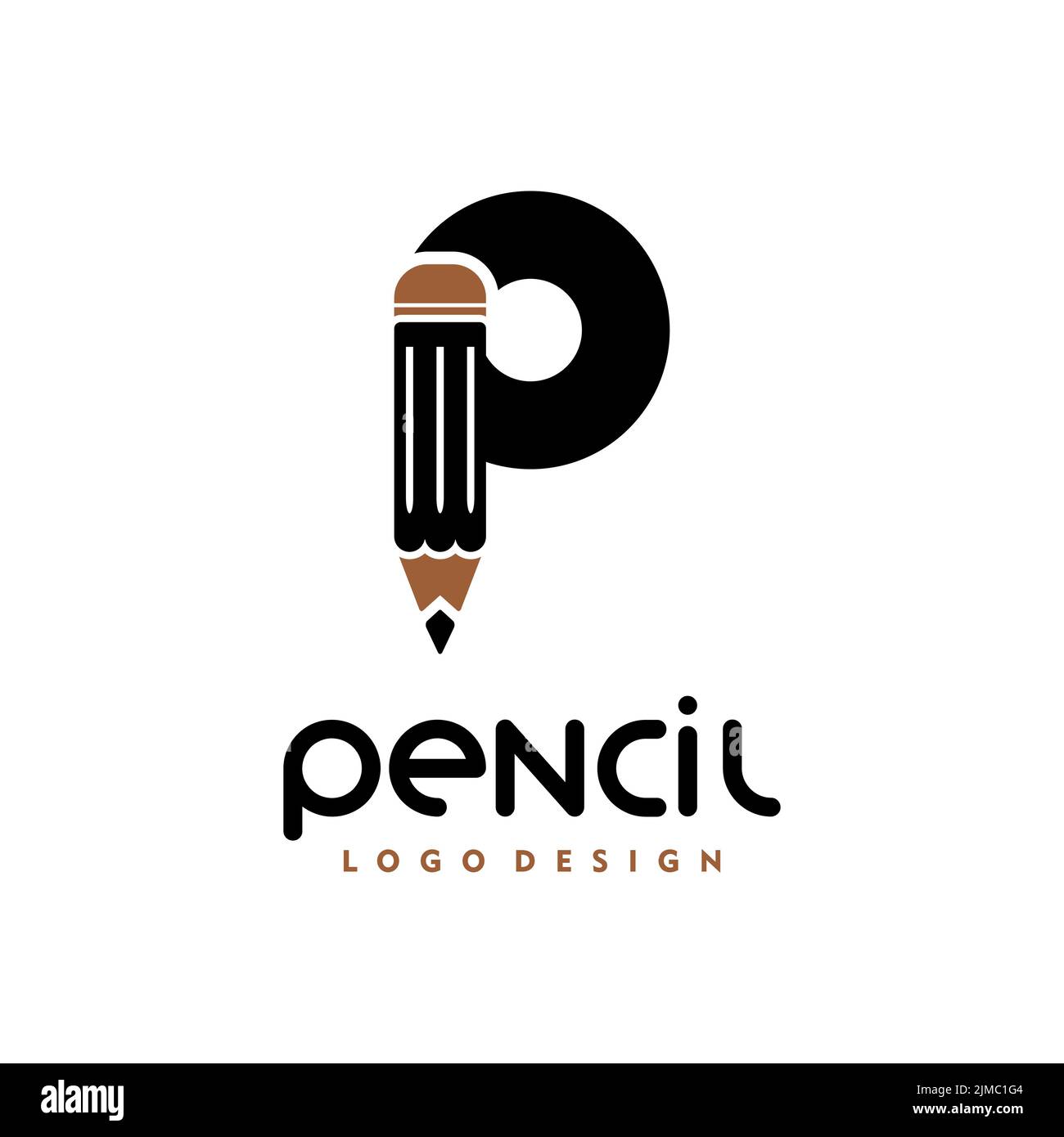 Letter P Pencil Logo Template Creative Pencil Logo Design Stock Vector