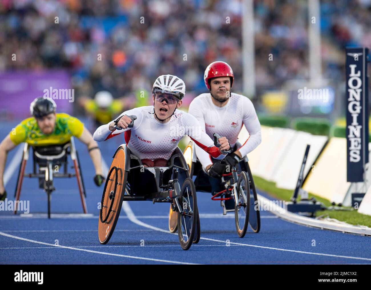 Birmingham, UK. 5th Aug 2022. 5th August 2022; Alexander Stadium, Birmingham, Midlands, England: Day 8 of the 2022 Commonwealth Games: Nathan Maguire winning the Gold Medal in the Men's T53/54 1500m Final Credit: Action Plus Sports Images/Alamy Live News Stock Photo