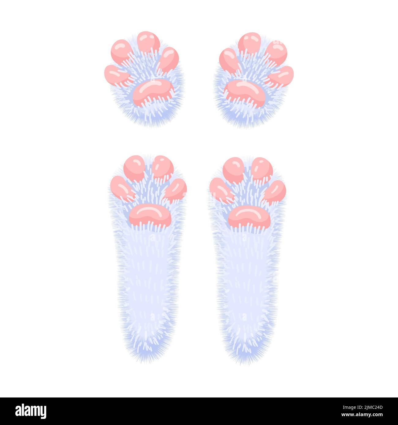 Hare paws concept. Cute and lovely rabbit feet. Isolated illustration