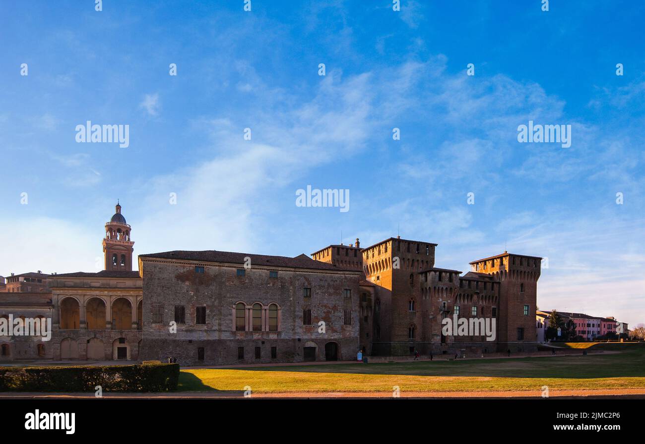 Medieval fortress, Gonzaga Saint George (Giorgio) castle in Italy, Mantua (Mantova) Stock Photo