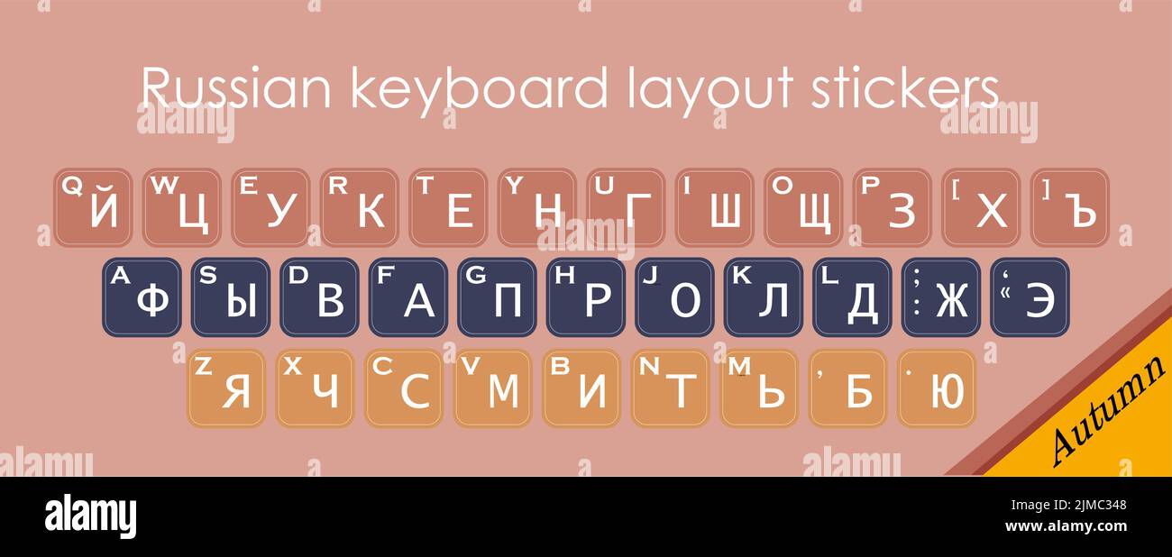 Keyboard stickers. Russian layout. Cyrillic Russian letters stickers ...