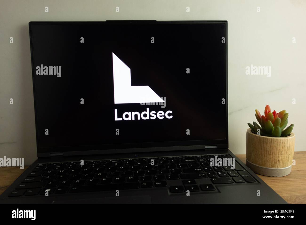 KONSKIE, POLAND - August 04, 2022: Land Securities Group plc (Landsec) commercial property development and investment company logo displayed on laptop Stock Photo