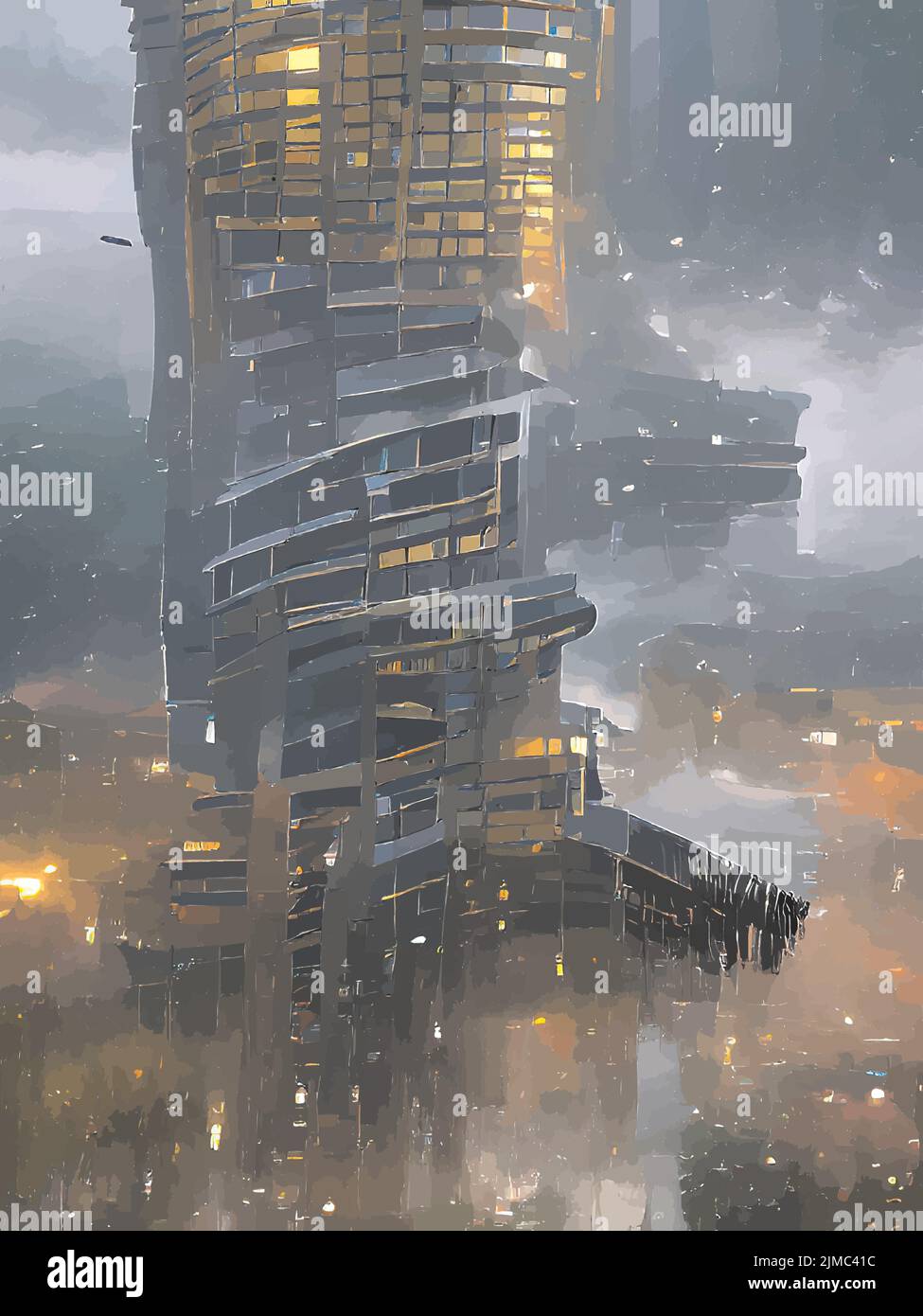view of city in storm at night Stock Vector Image & Art - Alamy